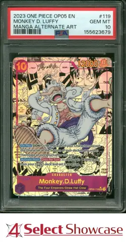 2023 ONE PIECE OP05-EN MANGA ALTERNATE ART #119 MONKEY D. LUFFY PSA 10 - Image 1
