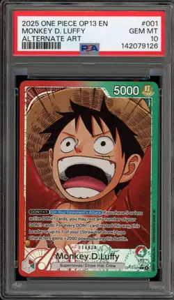 One Piece CCG Monkey.D.Luffy Alternate Art OP13-001 PSA 10 Gem Mint - Image 1