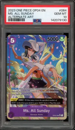 One Piece CCG Ms. All Sunday Alternate Art OP04-064 PSA 10 Gem Mint - Image 1
