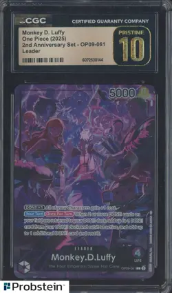 2025 One Piece 2nd Anniversary Set EN OP09-061 Monkey D Luffy CGC 10 GEM MINT - Image 1