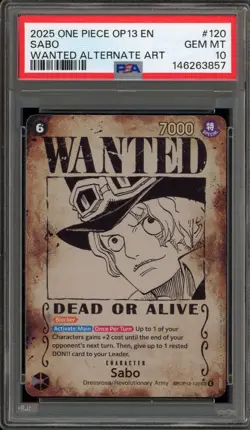 One Piece CCG Sabo Wanted Alternate Art OP13-120 PSA 10 Gem Mint - Image 1