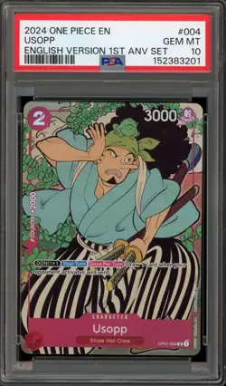 One Piece CCG Usopp 1st ANV Set English Version OP01-004 PSA 10 Gem Mint - Image 1