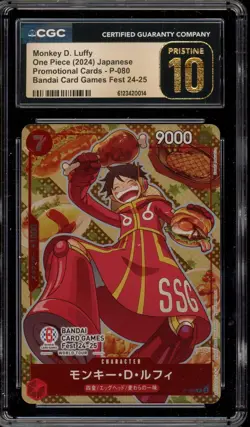 One Piece CCG Monkey.D.Luffy Bandai Card Games Fest 24-25 P-080 CGC 10 Pristine - Image 1