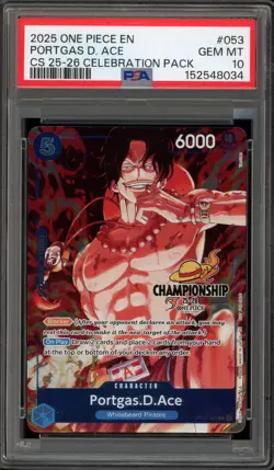 One Piece CCG Portgas.D.Ace CS '25-26 Celebration Pk. OP07-053 PSA 10 Gem Mint - Image 1