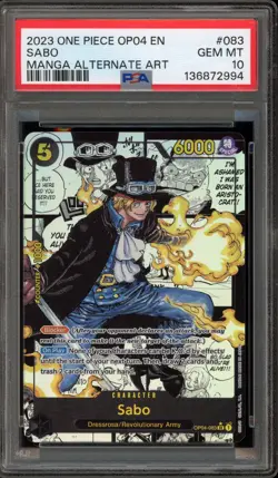 One Piece CCG Sabo Manga Alternate Art OP04-083 PSA 10 Gem Mint - Image 1