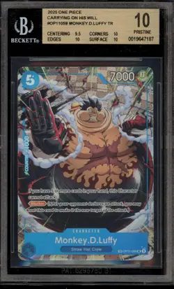 One Piece CCG Monkey.D.Luffy Carrying on His Will TR OP11-058 BGS 10 Pristine - Image 1