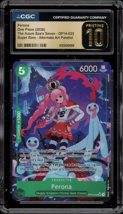 One Piece CCG Perona Azure Sea's Seven Alt Art Parallel OP14-033 CGC 10 Pristine - Image 1