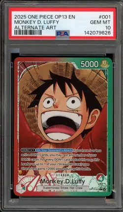 One Piece CCG Monkey.D.Luffy Alternate Art OP13-001 PSA 10 Gem Mint - Image 1
