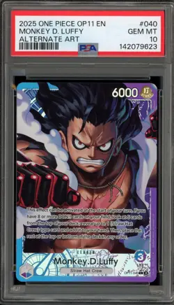 One Piece CCG Monkey.D.Luffy Alternate Art OP11-040 PSA 10 Gem Mint - Image 1