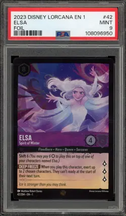 Disney Lorcana Elsa Spirit of Winter First Chapter Foil Legendary #42 PSA 9 Mint - Image 1