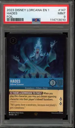 Disney Lorcana Hades Infernal Schemer First Chapter Foil Legendary #147 PSA 9 - Image 1