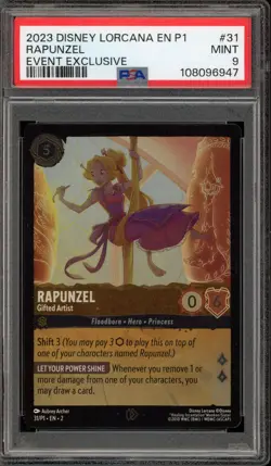 Disney Lorcana Rapunzel Gifted Artist Event Exclusive Foil Promo 31/P1 PSA 9 - Image 1
