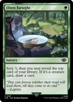 Elven Farsight 161 LTR Sorcery Green MTG Elf Common MTG Scry Draw Foil Nordsol - Image 1