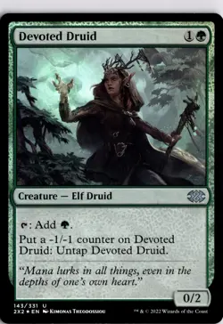 MTG Double Masters 2022 *Foil Devoted Druid U 143 NM Actual Scan of Card - Image 1