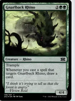 MTG Double Masters 2022 *Foil Gnarlback Rhino C 148 NM Actual Scan of Card - Image 1