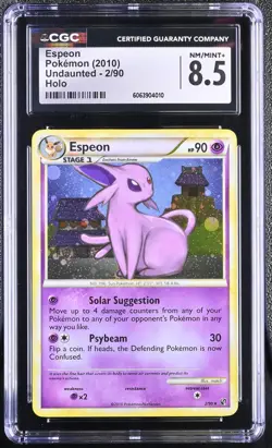 CGC 8.5 Espeon 2010 Undaunted 2/90 Holo Pokemon Card - Image 1