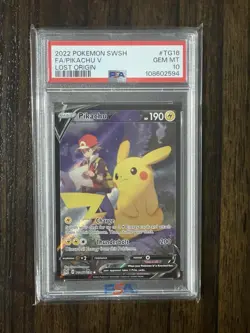 POKEMON PSA 10 2022 SWSH Lost Origin Pikachu V TG16/TG30 Holo *7827 - Image 1