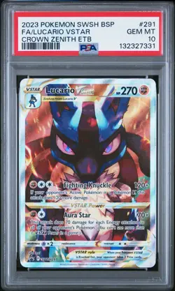 2023 Pokemon - Lucario VSTAR - Crown Zenith ETB Full Art Promo - #SWSH291 PSA 10 - Image 1