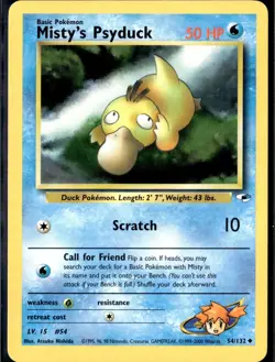 Misty's Psyduck 054/132 Uncommon Gym Heroes Pokemon TCG - NM/LP - Image 1