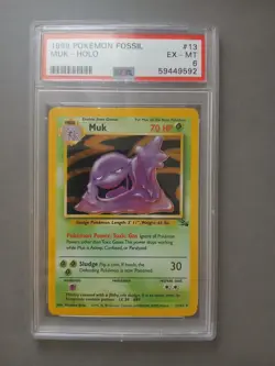 1999 Pokemon Fossil #13 MUK 13/62 Holo Rare PSA EX-MT 6 Vintage - Image 1