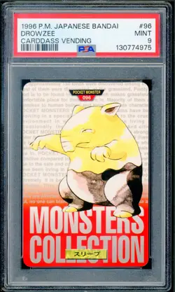 Pokemon Japanese Drowzee Bandai Carddass Vending Red No. 096 PSA 9 MINT - Image 1