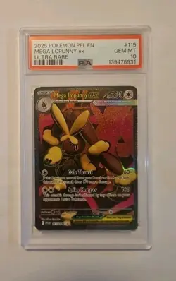 2025 Pokemon Phantasmal Flames Mega Lopunny ex Ultra Rare #115/094 PSA 10 - Image 1