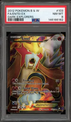 Pokemon Entei EX Dark Explorers Full Art #103 PSA 8 - Image 1