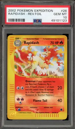Pokemon Rapidash Expedition Reverse Holo Rare #26 PSA 10 Gem Mint - Image 1