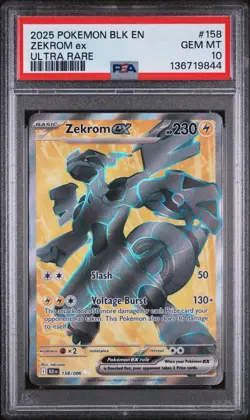 2025 POKEMON BLK EN-BLACK BOLT ULTRA RARE #158 ZEKROM EX PSA 10 - Image 1