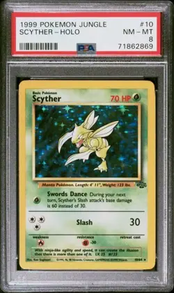 1999 POKEMON JUNGLE #10 SCYTHER-HOLO PSA 8 - Image 1