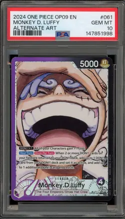One Piece CCG Monkey.D.Luffy Alternate Art OP09-061 PSA 10 Gem Mint - Image 1