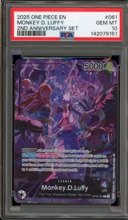 One Piece CCG Monkey.D.Luffy 2nd Anniversary Set OP09-061 PSA 10 Gem Mint - Image 1