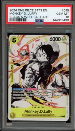 One Piece CCG Monkey.D.Luffy Black & White Alt Art ST13-015 PSA 10 Gem Mint - Image 1