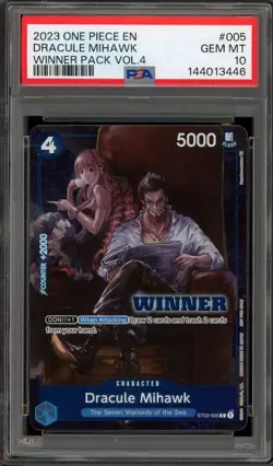 One Piece CCG Dracule Mihawk Winner Pk. Vol. 4 ST03-005 PSA 10 Gem Mint - Image 1