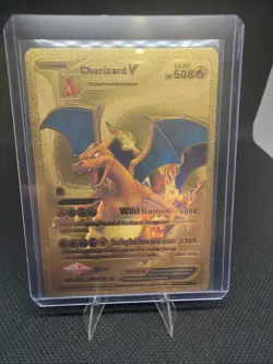 Pokemon Charizard V Gold Foil Fan Art Collector Card - 508 HP - Image 1