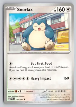 SNORLAX 136/167 UNCOMMON TWILIGHT MASQUERADE POKEMON NM - Image 1
