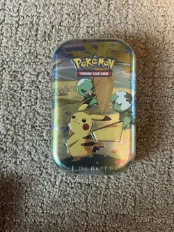 Pokemon TCG Paldea Friends Mini Tin Pikachu And Capsakid 2 Packs Sealed - Image 1