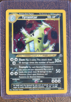 Tyranitar Holo Rare 12/75 Pokemon WOTC Neo Discovery SWIRL MP - Image 1