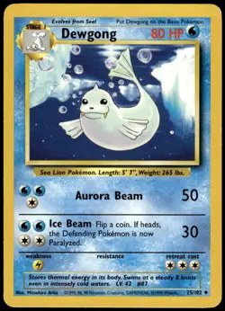 Dewgong 25/102 Base Set Unlimited Uncommon LP Pokemon 1999 - Image 1