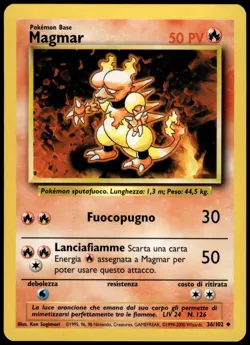 Magmar 36/102 Base Set Unlimited Uncommon LP Italian Pokemon 1999 - Image 1
