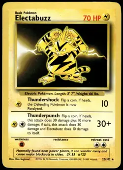 Electabuzz 20/102 Base Set Unlimited Rare LP Pokemon 1999 - Image 1