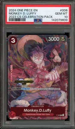 One Piece CCG Monkey.D.Luffy 2023 CS Celebration Pk. P-006 PSA 10 Gem Mint - Image 1