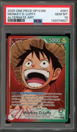 One Piece CCG Monkey.D.Luffy Alternate Art OP12-001 PSA 10 Gem Mint - Image 1