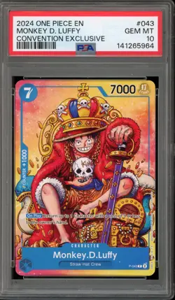 One Piece CCG Monkey.D.Luffy Convention Exclusive P-043 PSA 10 Gem Mint - Image 1