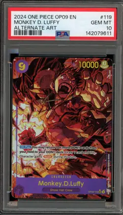 One Piece CCG Monkey.D.Luffy Alternate Art OP09-119 PSA 10 Gem Mint - Image 1