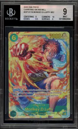One Piece CCG Monkey.D.Luffy Carrying on His Will SEC OP13-118 BGS 9 Mint - Image 1