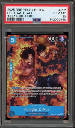 One Piece CCG Portgas.D.Ace Treasure Rare OP08-052 PSA 10 Gem Mint - Image 1