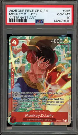 One Piece CCG Monkey.D.Luffy Alternate Art OP12-015 PSA 10 Gem Mint - Image 1