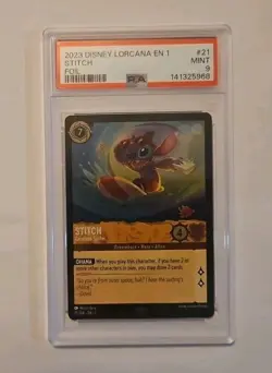 2023 DISNEY LORCANA EN 1-THE FIRST CHAPTER FOIL STITCH CAREFREE SURFER PSA 9 - Image 1