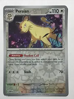 2023 Pokemon Persian 053/165 Reverse Holo Scarlet Violet 151 Card - Image 1